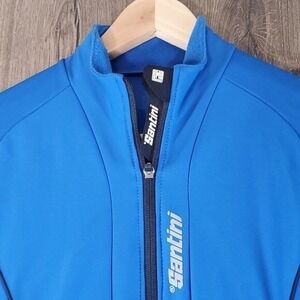 Santini H21 Acquazero Water‎ Resistant Long Sleeve Jersey Blue Men's Medium